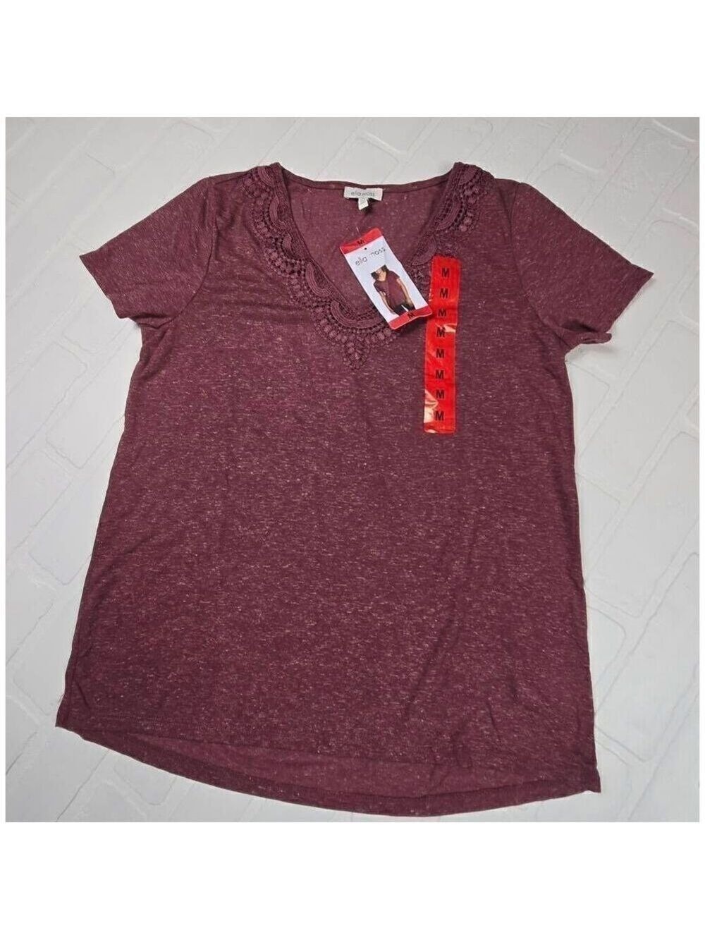 Ella Moss Lace V Neck Top Medium